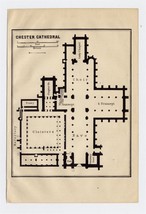 1906 Original Antique Plan Of Chester Cathedral / England - £13.44 GBP