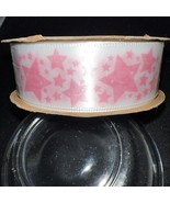 Offray Ribbon 9Ft White with Pink Stars 7/8&quot; - $66.13 MXN