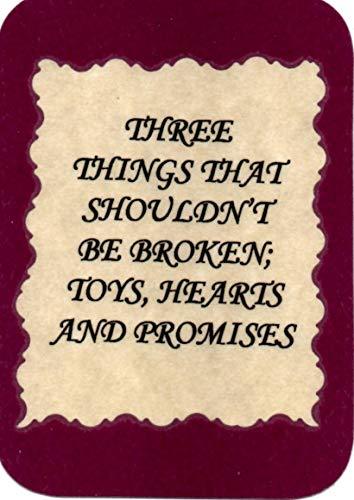 Three Things In Life Toys, Hearts, Promises 3" x 4" Love Note Inspirational Sayi - $3.99