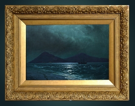 Seascape Moonlit view of Crimean bay 19th century Russian master Oil Painting - £4,662.68 GBP