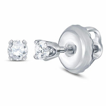 14kt White Gold Infant Girls Round Diamond Solitaire Earrings 1/20 Cttw - £111.96 GBP