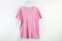 Vintage Streetwear Womens XL Faded Spell Out Ellis Island New York T-Shirt Pink - £19.42 GBP