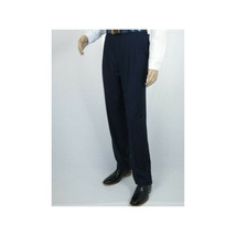 Men Apollo King Banded Collarless suit Mandarin 5 Buttons Wide leg M5-2 Navy image 9