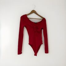 Ambiance Red Bodysuit Long Sleeve Tie Front Women’s Small - $12.87