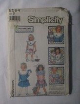 Simplicity 8594 Daisy Kingdom Child&#39;s Dress With Detachable Collar Size 5 CUT - £5.27 GBP