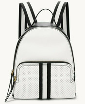 Fossil Felicity Backpack White Black Stripe Perforated SHB2410005 NWT $178 FS - £71.82 GBP