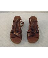 NINE WEST BROWN 3&quot; HIGH HEELED FAUX LEATHER STRAP WOMEN&#39;S 8 SHOES NM34078 - €26,05 EUR