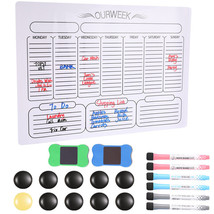 16X12 Refrigerator Magnetic Dry Erase Calendar Monthly Weekly Plan White... - £26.22 GBP