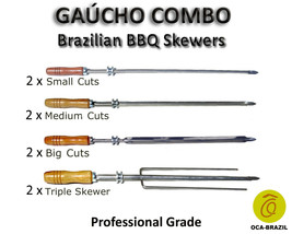 Gaucho Combo - Set of 8 - Brazilian Skewers for BBQ 28&quot; -  Professional ... - £110.08 GBP