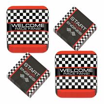 HOME &amp; HOOPLA Race Car Party Checkered Racing Print Paper Dinner Plates and Lunc - £13.34 GBP