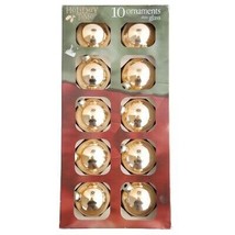 10 Glass Ball Christmas Ornaments Shiny Gold 2.5" Holiday Time Rauch Made in USA - $14.69