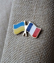 Ukrainian French Flag Ukraine France Lapel Pin Metal badge Support Ukraine - £9.09 GBP+