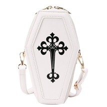 Vampire Coffin Pocketbook White Gothic  Crossbody bag PU Leather - $14.24