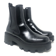 ZARA Black Leather Goth Platform Chelsea Boots Size 40 US 9 Chunky Lug Sole - £39.64 GBP