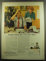 1959 Pitney-Bowes Postage Meter Ad - Imagine doing this every day - yipes! - $18.49
