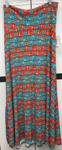 NEW 2.0 LuLaRoe Medium Red Teal Peach Brown Black Aztec Slinky Maxi Skirt - £34.81 GBP