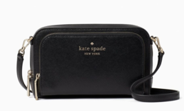 Kate Spade staci dual zip around crossbody Leather Clutch Pouch ~NWT~ Black - $106.92