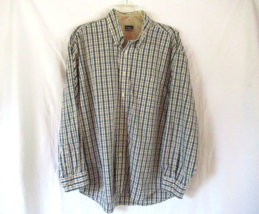 Haggar shirt Forever New button up Large blue plaid long sleeves - $15.63