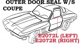 1963-1967 Corvette Weatherstrip Outer Door Seal Coupe USA Right - $24.70