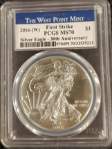 2016 (W) American Silver Eagle- PCGS- MS70- First Strike- 30th Anniversary (WP) - £117.54 GBP