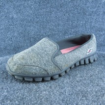 SKECHERS Memory Foam Women Flat Shoes Gray Fabric Slip On Size 8 Wide - $24.75