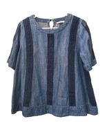 Soft Surroundings Short Sleeve Cotton/Tencel Shirt Dark Denim Size S Small - $23.05