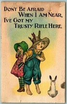 I Got My Trusty Rifle Poem Children Comic Rabbit Gun 1911 DB Postcard I12 - $9.85