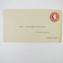 US Postal Stationery Miss Margaret Hedlund Akron Ohio 2 cent Washington Antique - £7.98 GBP