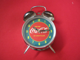 Coca-Cola Alarm Clock Twin Bell Chrome Red Green Face Luminous Hands - £13.70 GBP