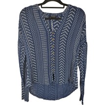 Lucky Brand Long Sleeve Top Large Womens V Neck Button Front Boho Pullover - $21.08