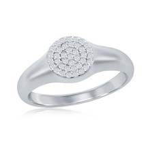 Sterling Silver Micro Pave CZ Round Ring - £27.33 GBP