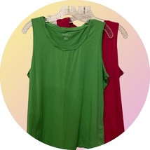 Talbots Woman Tank Tops – Set of 2, Size 1X, Green &amp; Magenta, 60/40 Cott... - $352.27 MXN