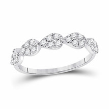 10kt White Gold Womens Round Diamond Teardrop Stackable Band Ring 1/3 Cttw - £313.24 GBP