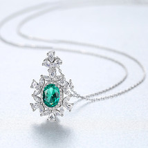 Silver Necklace S925 Pendant Women's Color Gem Flower Temperament High-Grade Nec - £17.58 GBP