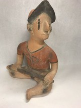 Southwestern hand made Pottery Clay  Mexico 14 in tall BASEBALL player i... - £19.85 GBP