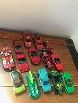 Used Mixed Lot of 14 Red &amp; Green Christmas Holiday Die Cast Metal Hotwheels Cars - $11.29