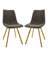 LeisureMod Markley Modern Leather Kitchen and Dining Chair with Gold Leg... - €189,18 EUR