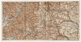 1911 Antique Map Of Baden Triberg Elzach Waldkirch Villingen / Germany - £16.17 GBP