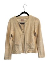 Anthropologie ROSIE NEIRA Womens Sweater Knit Blazer Cream Full Zip Sz M - £24.90 GBP