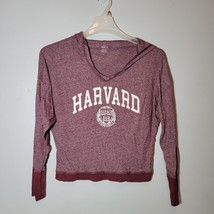 Harvard Womens Shirt Medium Hooded Long Sleeve Lightweight Maroon - £11.14 GBP