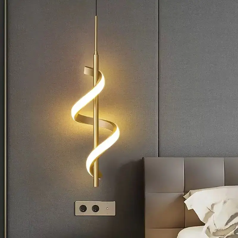 Light minimalist gold black white hanging lights for bedroom bedside living rooms study thumb200