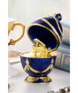 Keren Kopal Egg with Golden Piano  Trinket Box Decorated with Austrian C... - $2,265.38 MXN