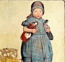 Adorable Girl With Dolls 1906 Lithograph Boston Post Cover Art May Post DWCC9 - £39.08 GBP