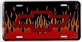Chevrolet License Plate Bow Tie Logo With Hot Rod Flames Camaro Embossed - $9.99