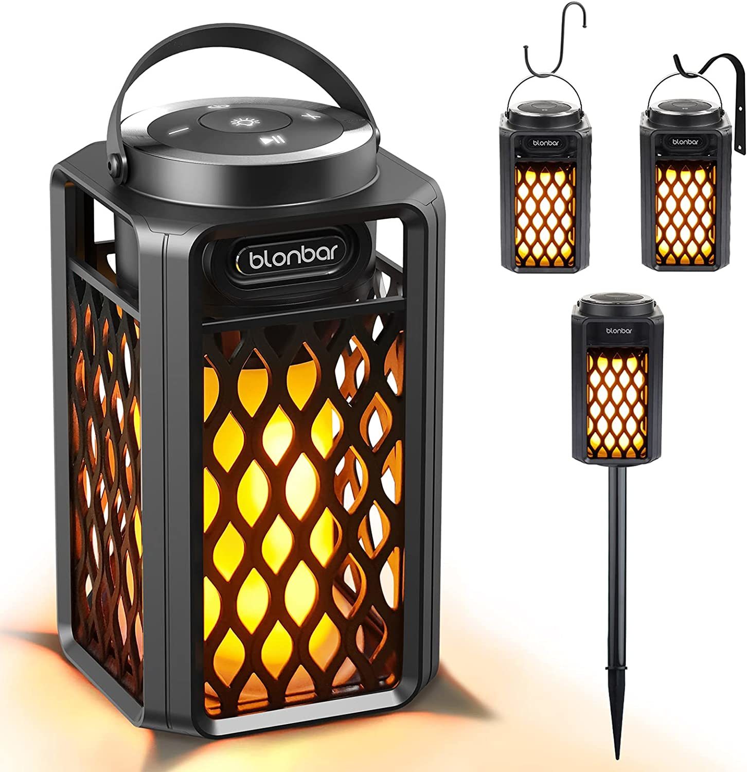 Blonbar Led Flame Speaker, Outdoor Bluetooth Speaker with Torch ...