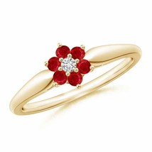 Authenticity Guarantee 
Angara Natural 2mm Ruby Fashion Ring in 14K Yellow Go... - £601.25 GBP