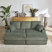 84&quot; Corduroy Sofa: Deep Seat, Storage &amp; Ottomans - £708.92 GBP