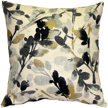 Linen Leaf Graphite Gray Throw Pillow 20x20, Complete with Pillow Insert - £50.31 GBP
