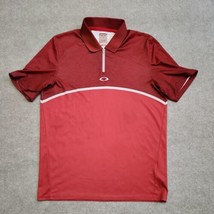 Oakley Short Sleeve Polo Shirt Mens M Red Performance Stretch Logo Spell... - $21.65