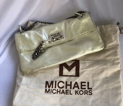 Vintage Michael Kors  Gold Leather Jet Set Chain Strap Baguette Shoulder... - $33.44